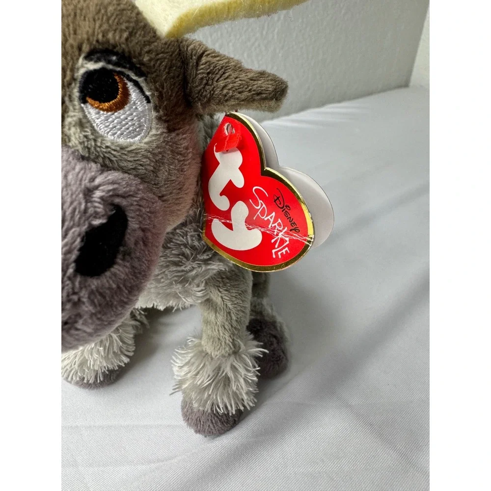 Ty Beanie Babies Disney Frozen Sven Reindeer Sparkle Plush 2014 Grey Brown 41151
